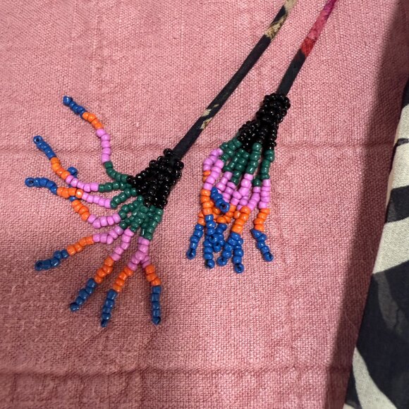 Farm Rio Black Macaws Flight Maxi Dress Tie Neck Leopard Tiered Animal Print XS - Picture 7 of 10